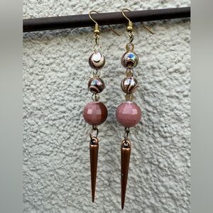Chic Brown and Gold Beaded Dangle Earrings